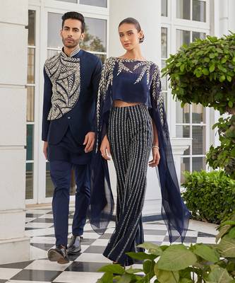 Navy blue siro jacket kurta set 5