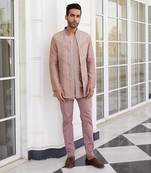 Salmon pink solan jacket kurta set