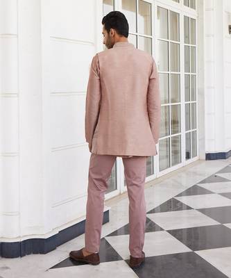 Salmon pink solan jacket kurta set 2