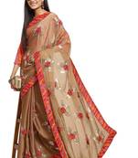 Serona fabrics women's chiffon sequine embroidery floral work party wear saree