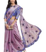 Serona fabrics women's chiffon sequine embroidery floral work party wear saree