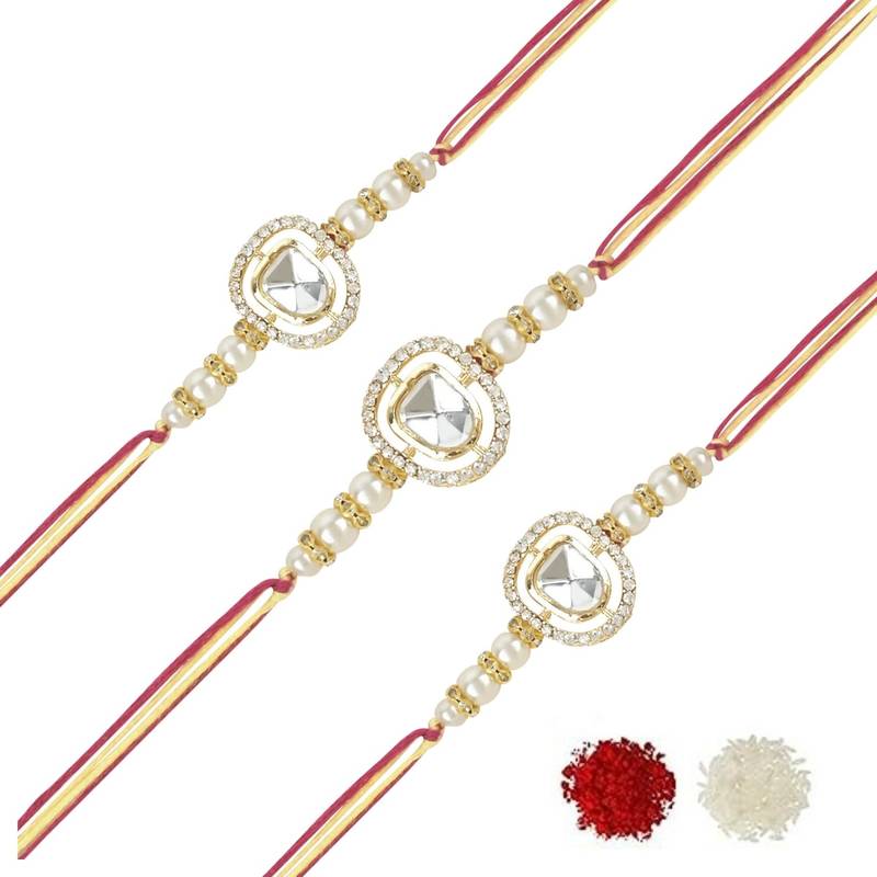 rakshabhandhan special kundan stone rakhi with roli chawal for bhaiya/brother/mens 