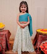 White block printed skirt set