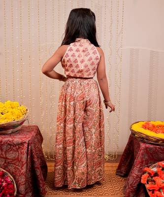 Peach block printed sharara set 4