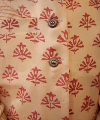 Peach block printed nehru jacket set 4