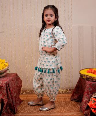 White chinon crepe block printed kurta set 2