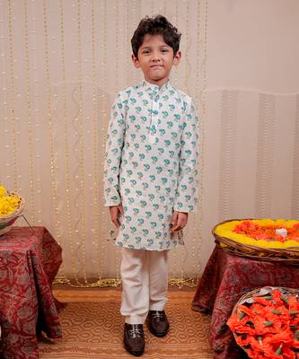 White block printed kurta set 1
