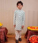 White block printed kurta set