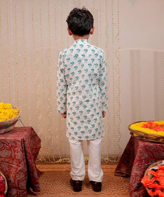 White block printed kurta set 3