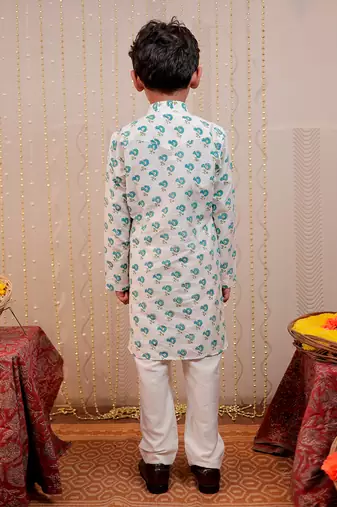 White block printed kurta set