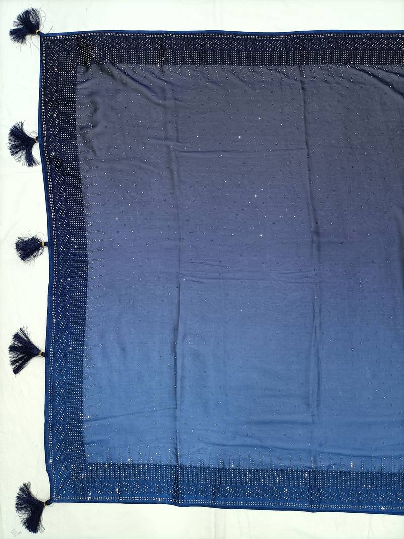  Blue Rangoli Silk Heavy Swarovski Double Shade Wedding Party Wear Bridal Saree With Blouse