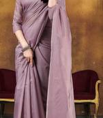 Purple color sequence saree with simple and sober border and jhalar attractive look