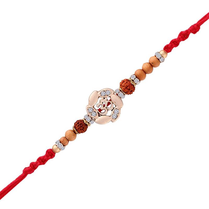 Rhodium Plated Ethnic Designer Lord Ganesha Rakhi for Brother Bhaiya (R026)