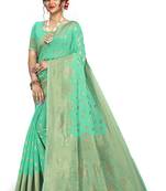 Rama woven cotton blend womens saree with blouse