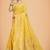 Yellow woven cotton blend womens saree with blouse