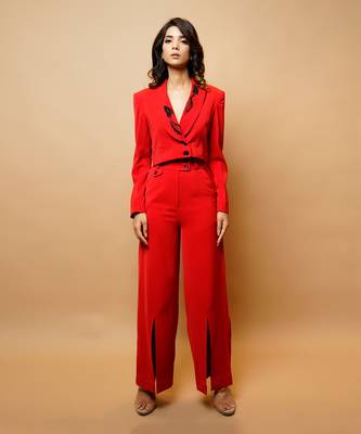 Hot red short coat and pant 1
