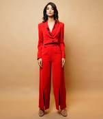 Hot red short coat and pant