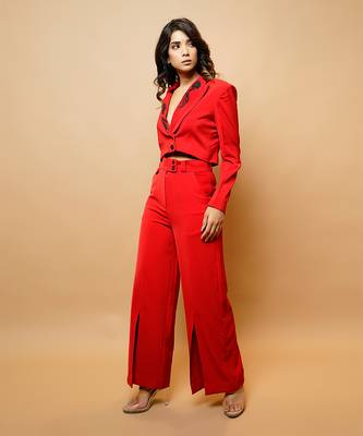 Hot red short coat and pant 2
