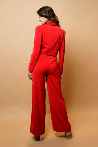 Hot red short coat and pant