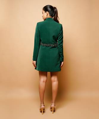 Forest green double breasted jacket dress 5