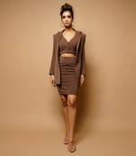 Saddle brown skirt set