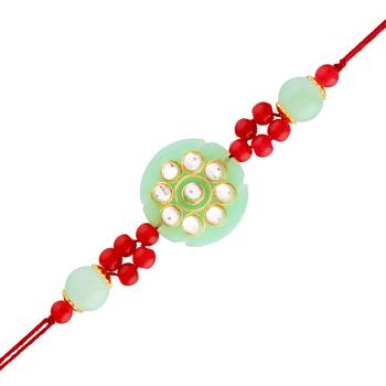 Gold Plated Designer Pearl Rakhi For Men/Boys 2