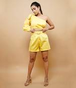 Yellow cotton shorts co ord