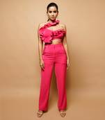 Hot pink ruffle co ord set