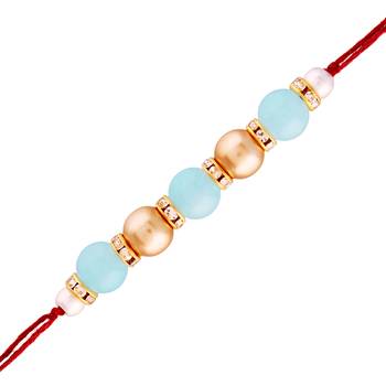 Gold Plated Designer Pearl Rakhi For Men/Boys 2