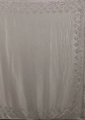 Grey Plain Silk Saree Swarovski  Work Bollywood Designer Saree for Women  8