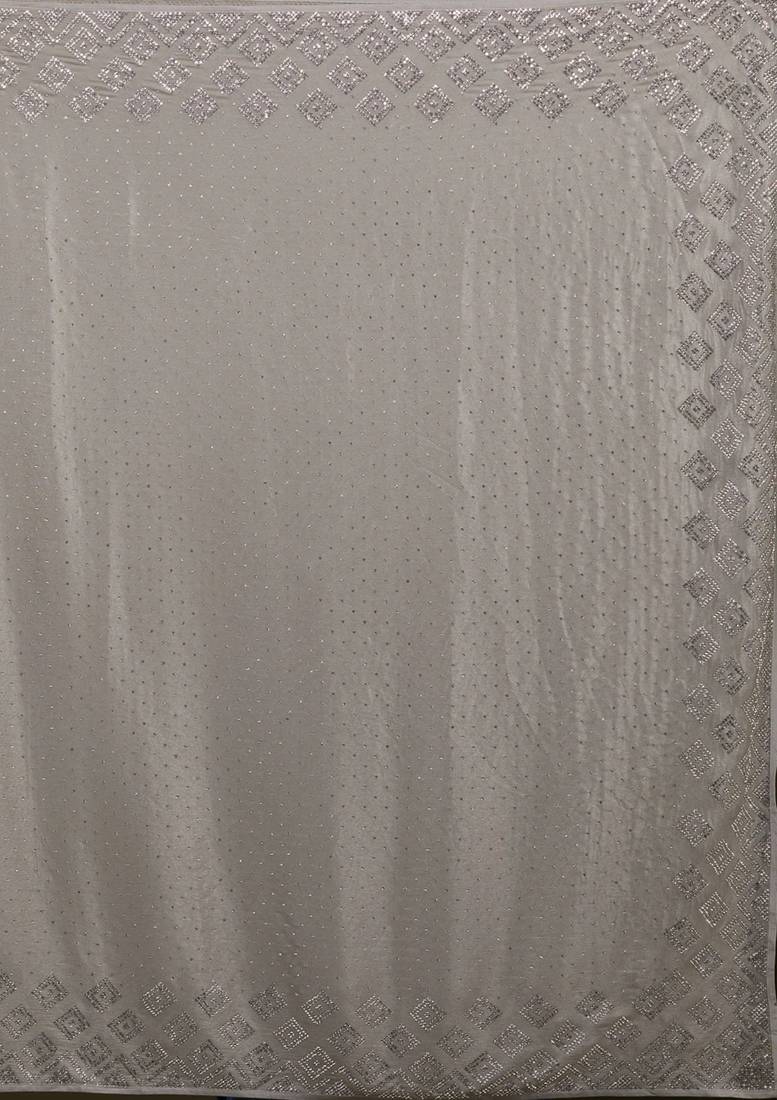 Grey Plain Silk Saree Swarovski  Work Bollywood Designer Saree for Women 