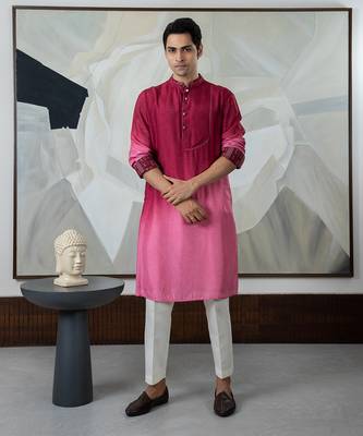 Dark red kurta set 1