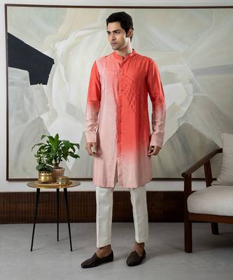 Coral ombre kurta set 1