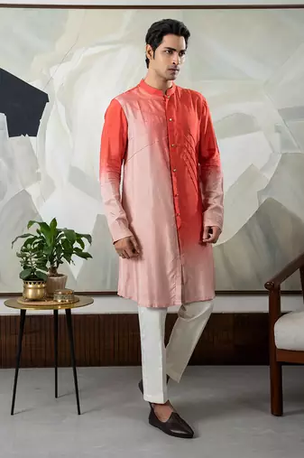 Coral ombre kurta set