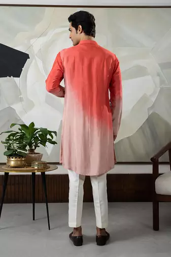 Coral ombre kurta set