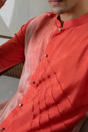 Coral ombre kurta set