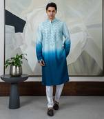 Ombre blue rexin kurta set