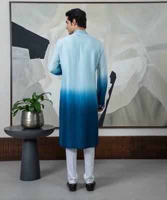 Ombre blue rexin kurta set 3