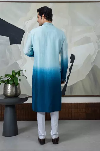 Ombre blue rexin kurta set