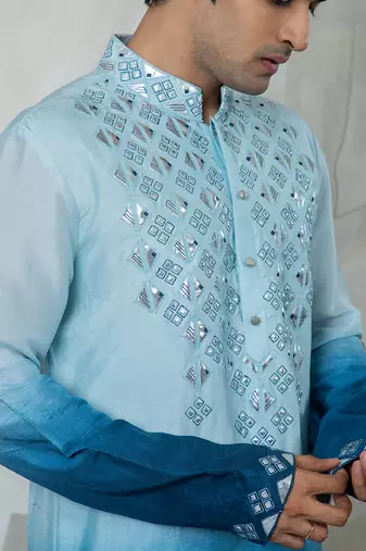 Ombre blue rexin kurta set