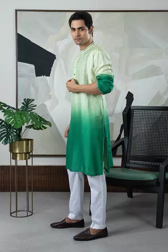 Green anoop kurta set