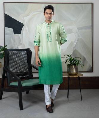 Green tie dye kurta set 1