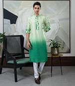 Green tie dye kurta set
