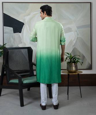 Green tie dye kurta set 3
