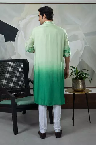 Green tie dye kurta set
