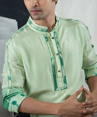 Green tie dye kurta set 4