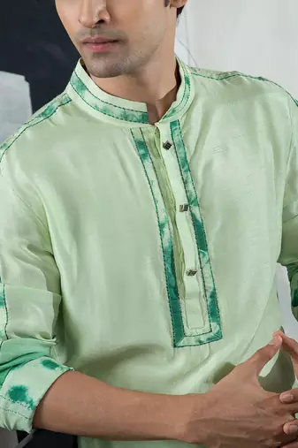 Green tie dye kurta set