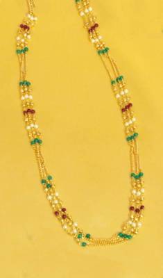 multicolor ruby emerald pearl necklace with layered design 3
