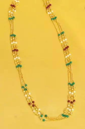 multicolor ruby emerald pearl necklace with layered design