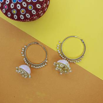 Traditional Handcrafted Enamelled Jhumki Hoop Earrings  4